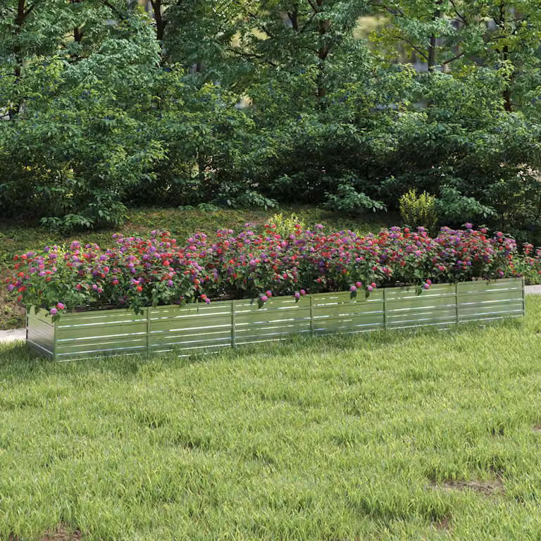 Letto rialzato da giardino vidaXL in acciaio zincato argento L: 480 cm, P: 80 cm, H: 45 cm