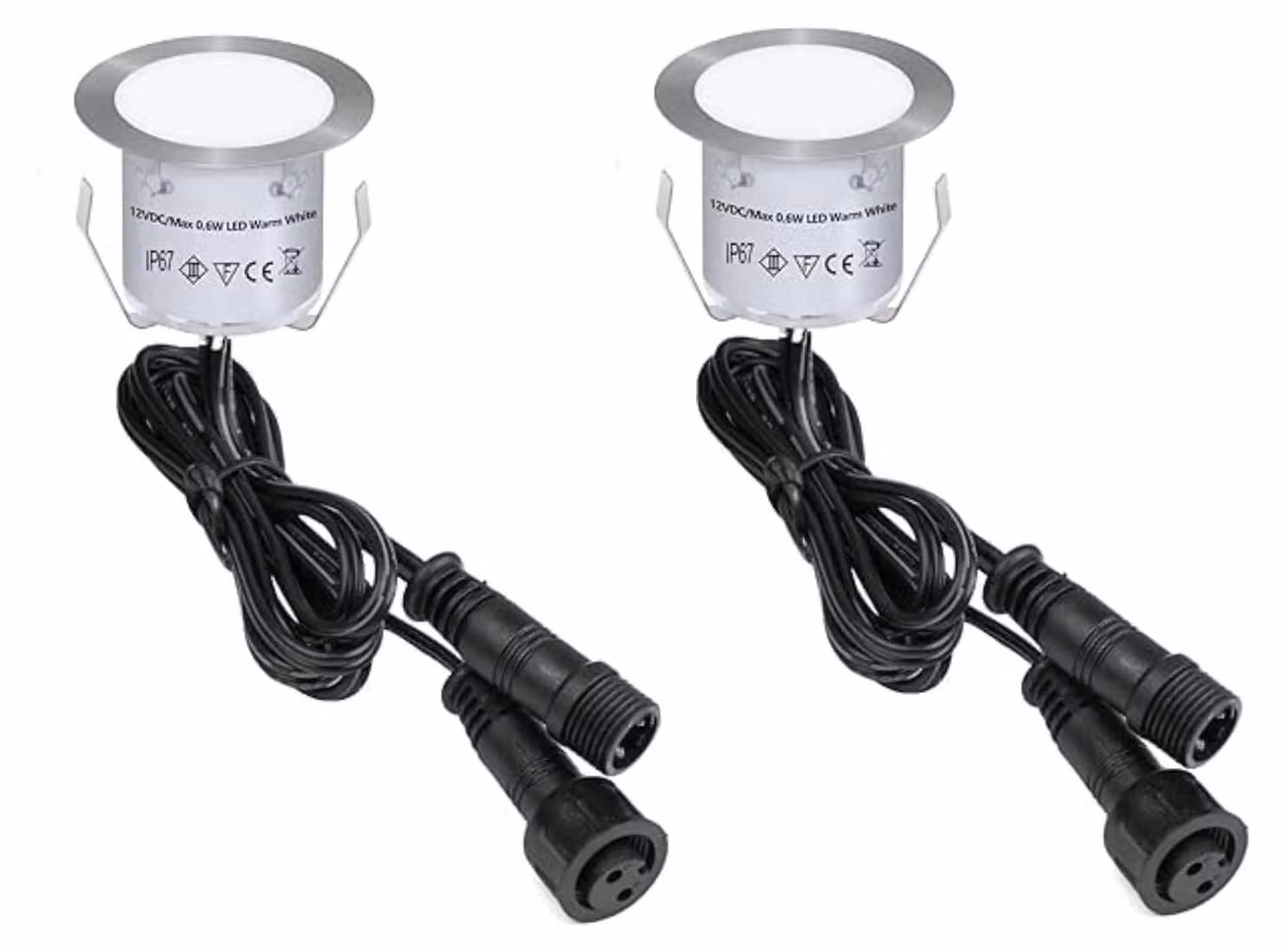 Confezione da 2 faretti LED da incasso, grado di protezione IP67, luce bianco caldo, per terrazza e giardino