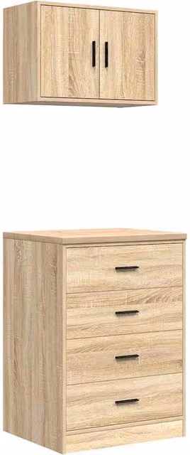 Set di 2 armadietti da garage rovere sonoma 60 x 51 x 85 cm superficie di lavoro robusta moderna in legno multistrato 02_0055812