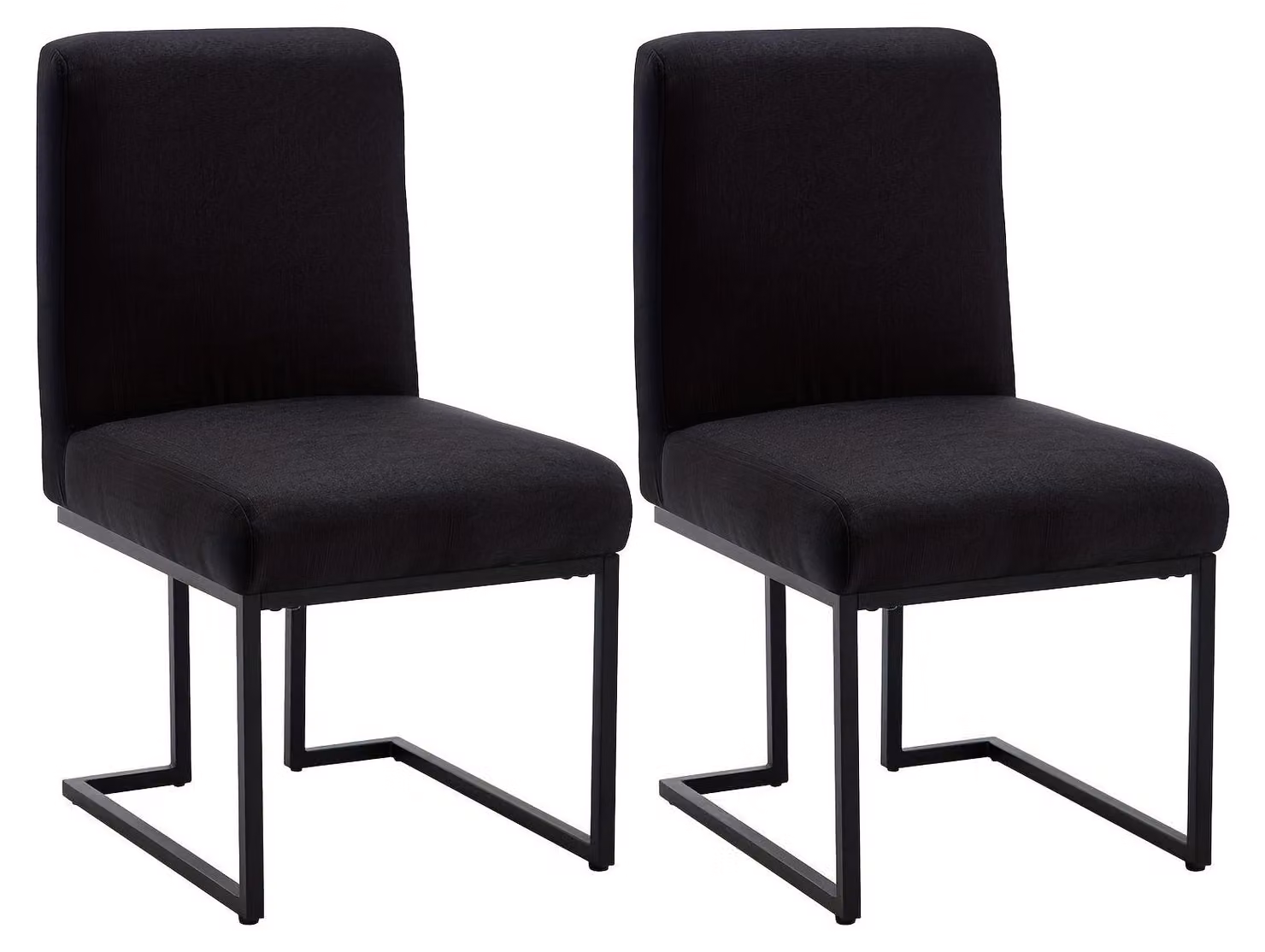 Set di 2 sedie da pranzo - Sedia - Sedia per cucina - Sedia da scrivania - Senza braccioli - Nera - Imbottita
