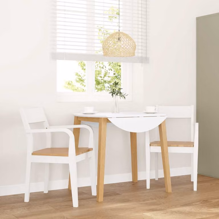 Set di 2 sedie da pranzo moderne vidaXL in legno di hevea bianco lacca