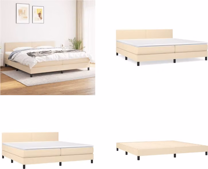 vidaXL Letto a molle con materasso in tessuto crema 200x200 cm - Letto a molle - Boxspringbetten - Bett - Schlafzimmermöbel
