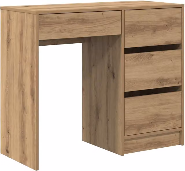 Scrivania moderna in legno Rovere marrone per ufficio o casa L: 90 cm, P: 37.5 cm, H: 75 cm