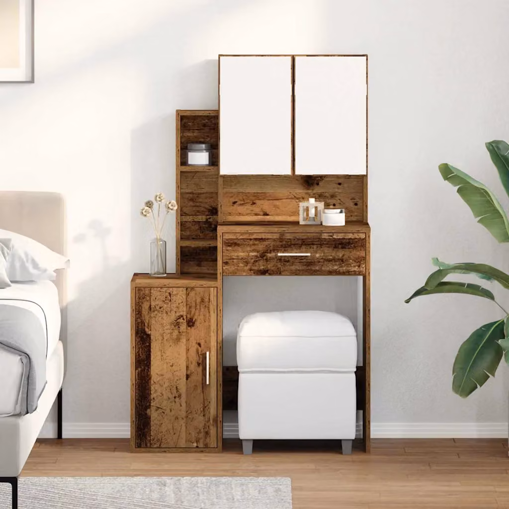 vidaXL Tavolo da Trucco Moderno in Legno Marrone L: 80 cm, P: 35 cm, H: 132 cm