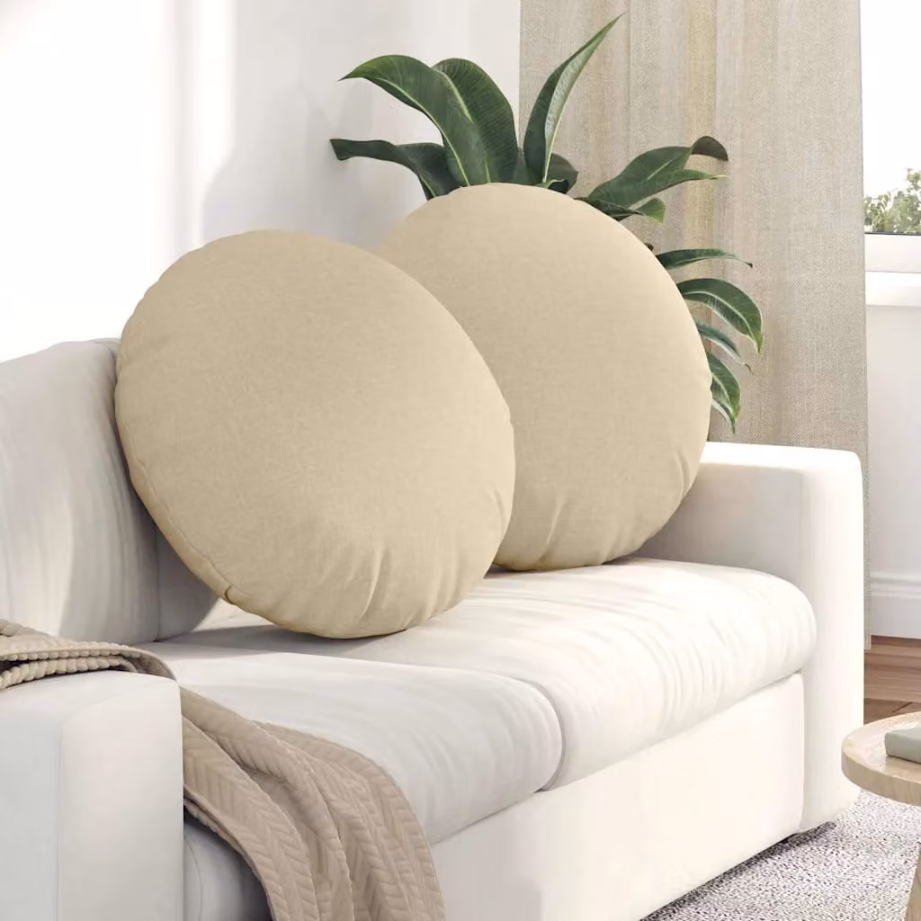 Set di 2 cuscini per seduta rotondi vidaXL in tessuto beige Ø 80 cm, spessore 29 cm