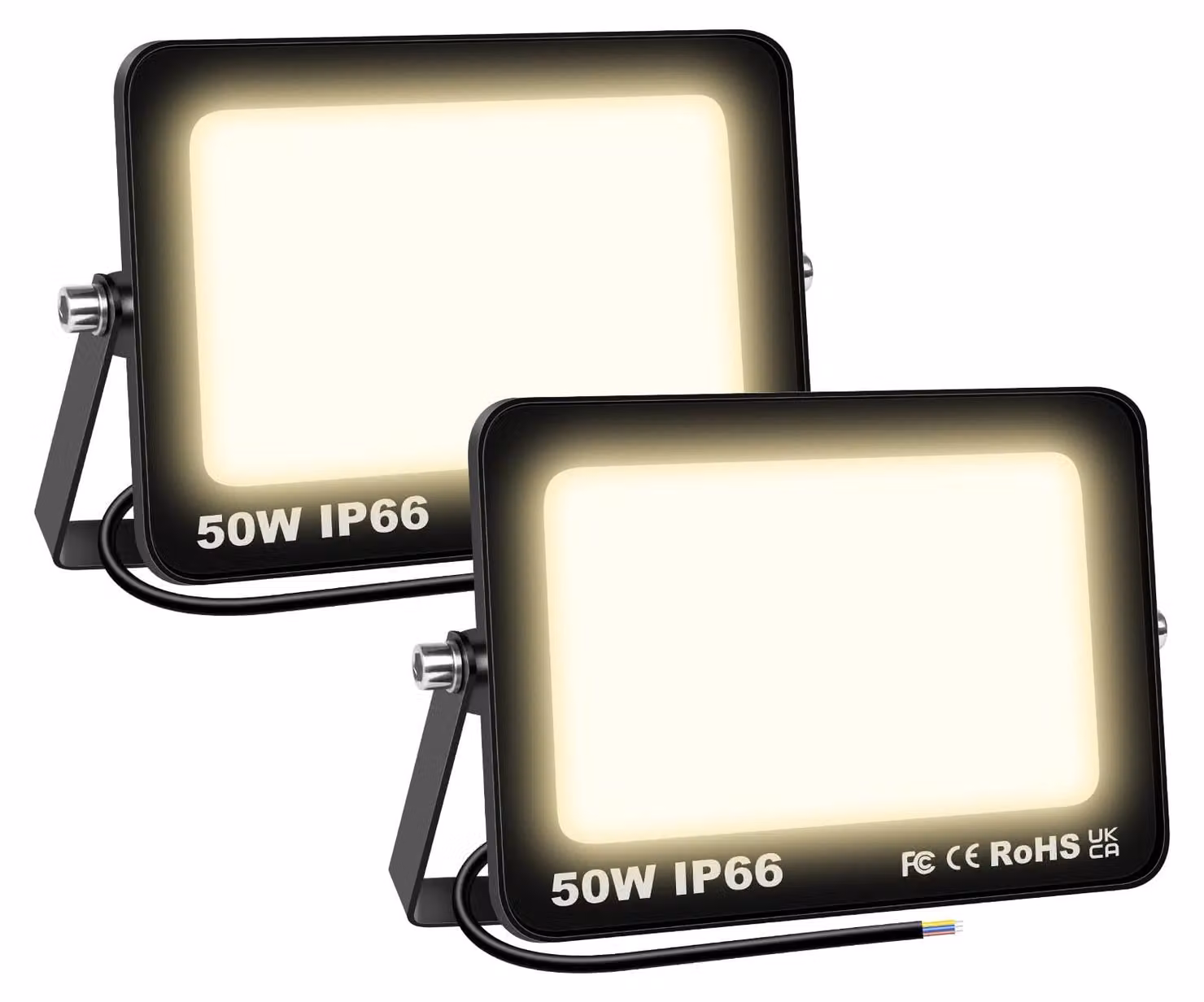 Confezione da 2 fari LED da 50W, 5000 lumen, 4000K, grado di protezione IP66