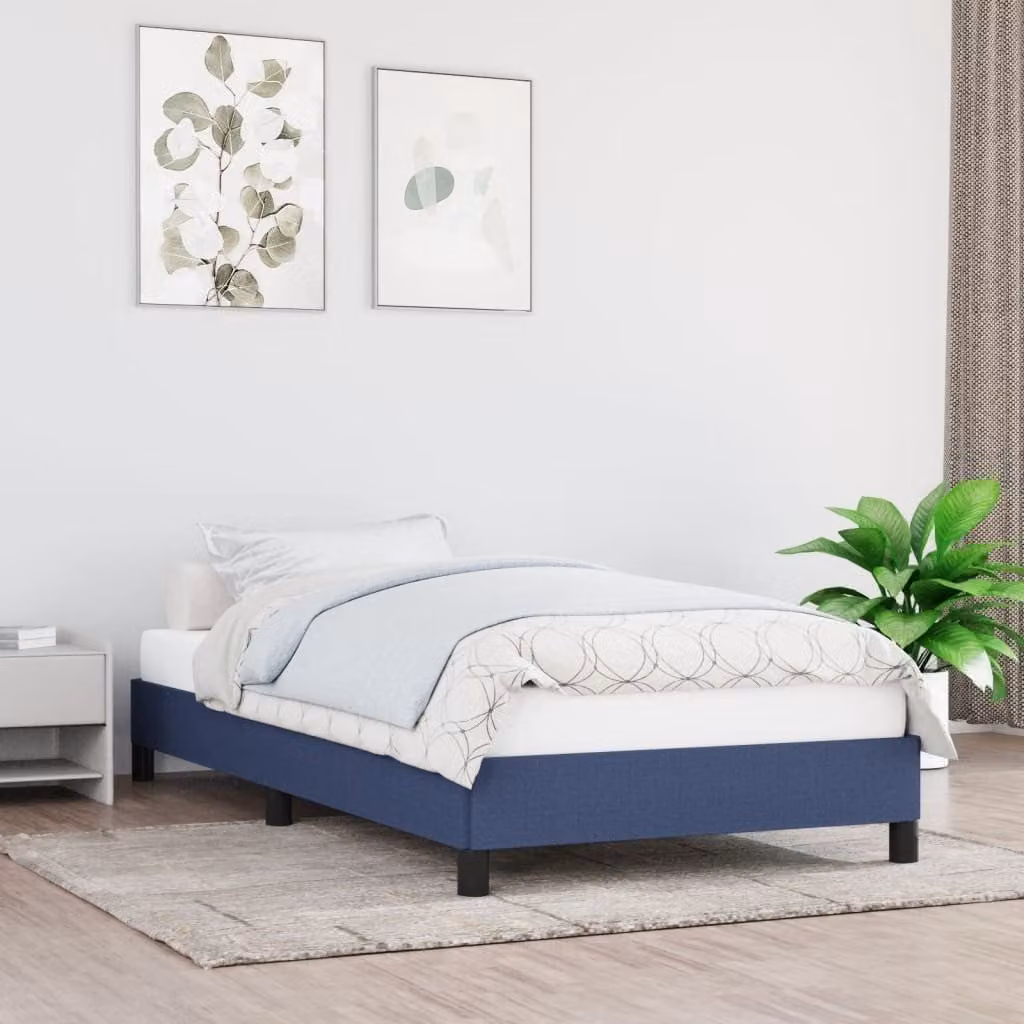 The Living Store struttura letto blu 90x200 cm in tessuto