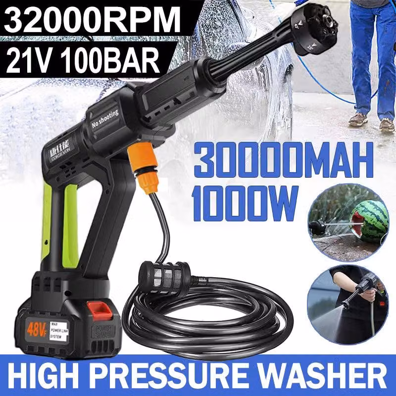 Idropulitrice senza fili - 1000W - 100 bar - 30000 mAh - Ugello 6-in-1 - Senza batteria