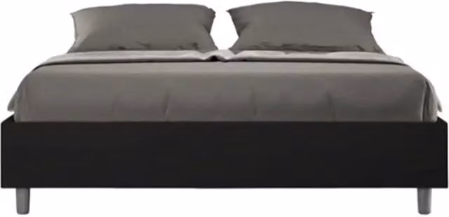 Letto matrimoniale senza rete imbottito 160x200 similpelle nero Azelia