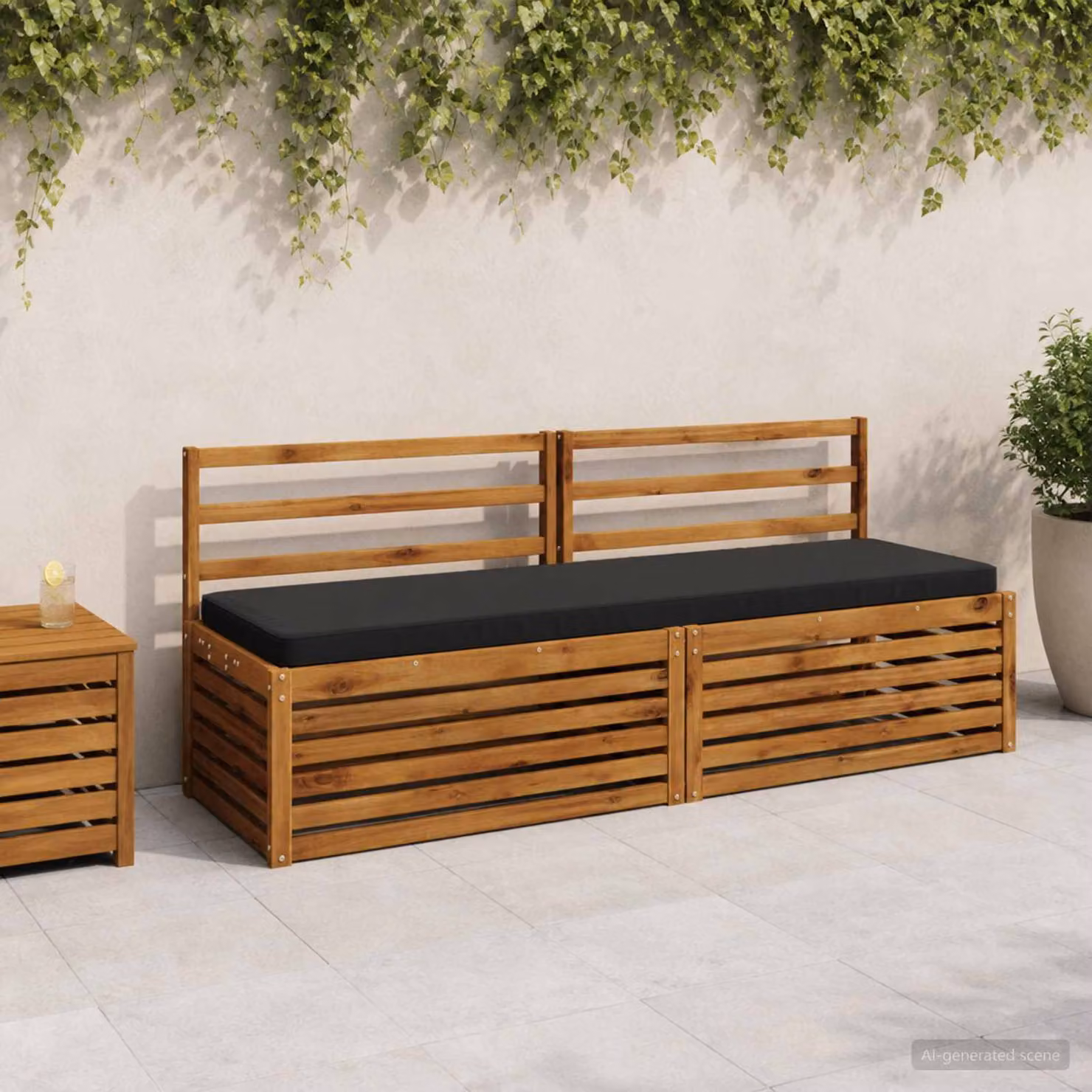 Cuscino per Panchina vidaXL VUGHT Nero in Poliestere con Rivestimento Lavabile e Resistente ai Raggi UV