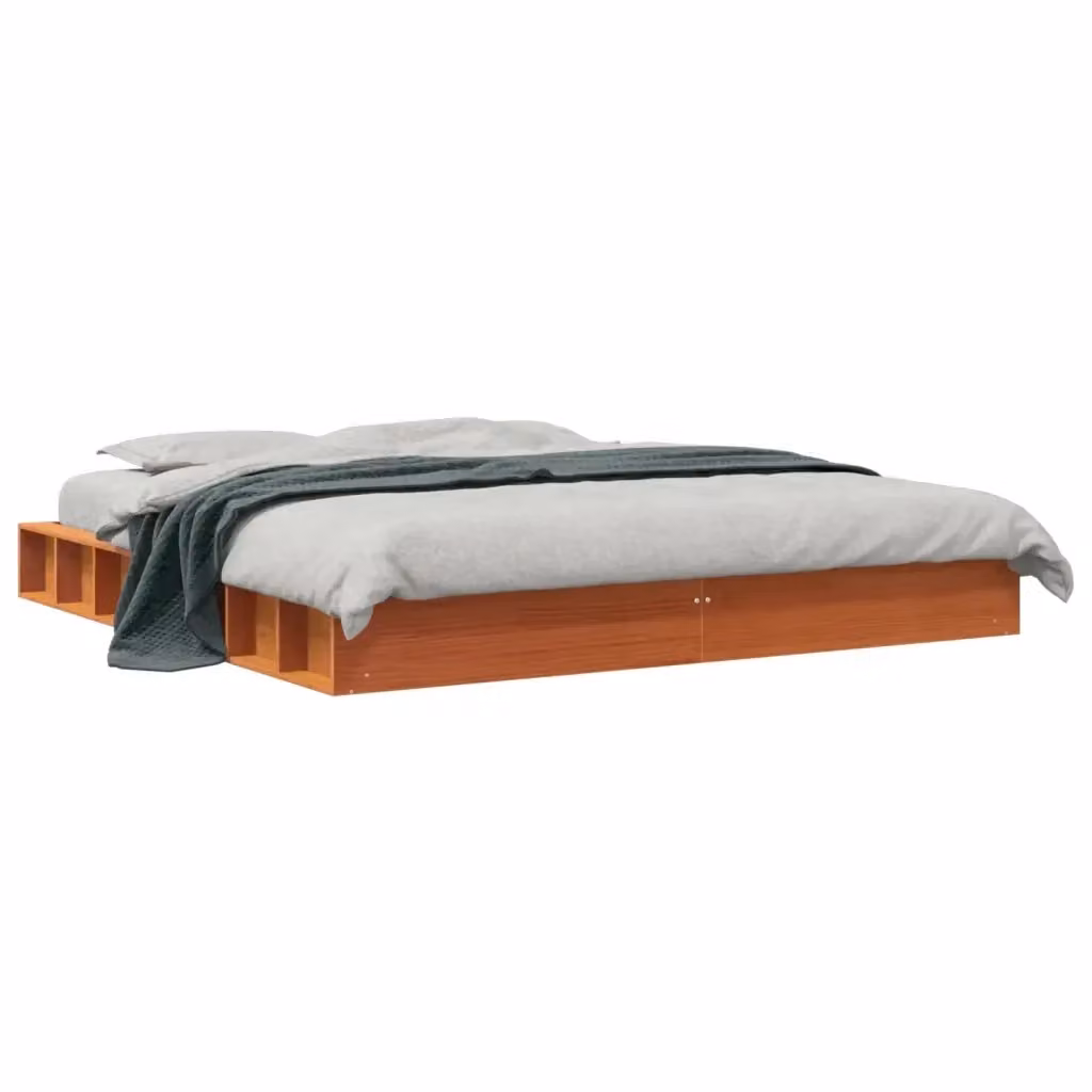 Giroletto vidaXL in legno di pino massiccio marrone cera stile rustico L/P/H: 200 x 180 x 21 cm – 2