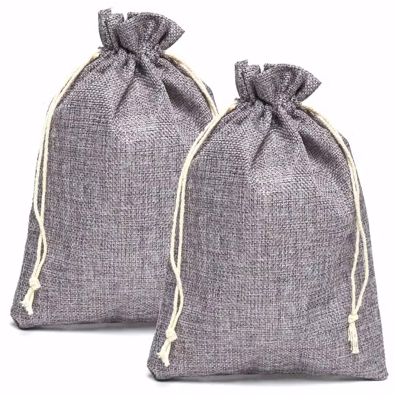 Sacchetti regalo in tessuto, grigi, 17 x 23 cm, confezione da 15 pezzi