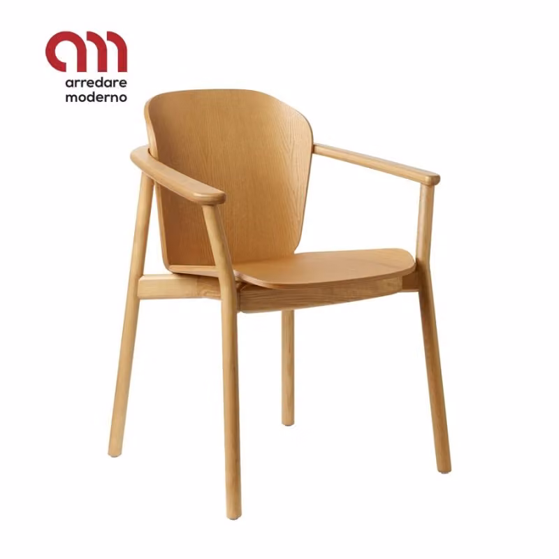 Sedia Finn all wood Scab Design con braccioli