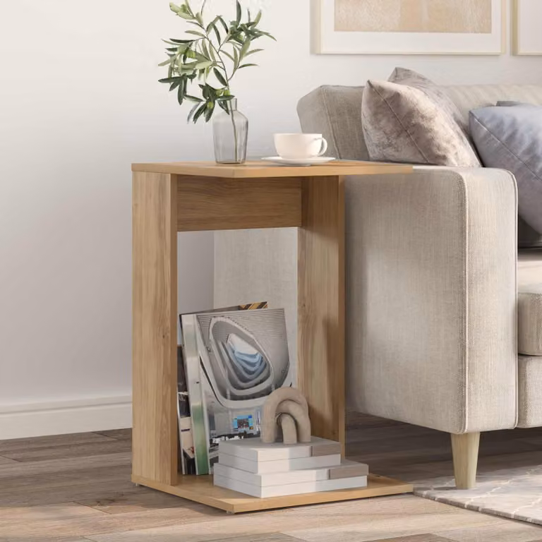 vidaXL Tavolo laterale moderno in rovere color marrone L 40 cm, P 38 cm, H 62,5 cm