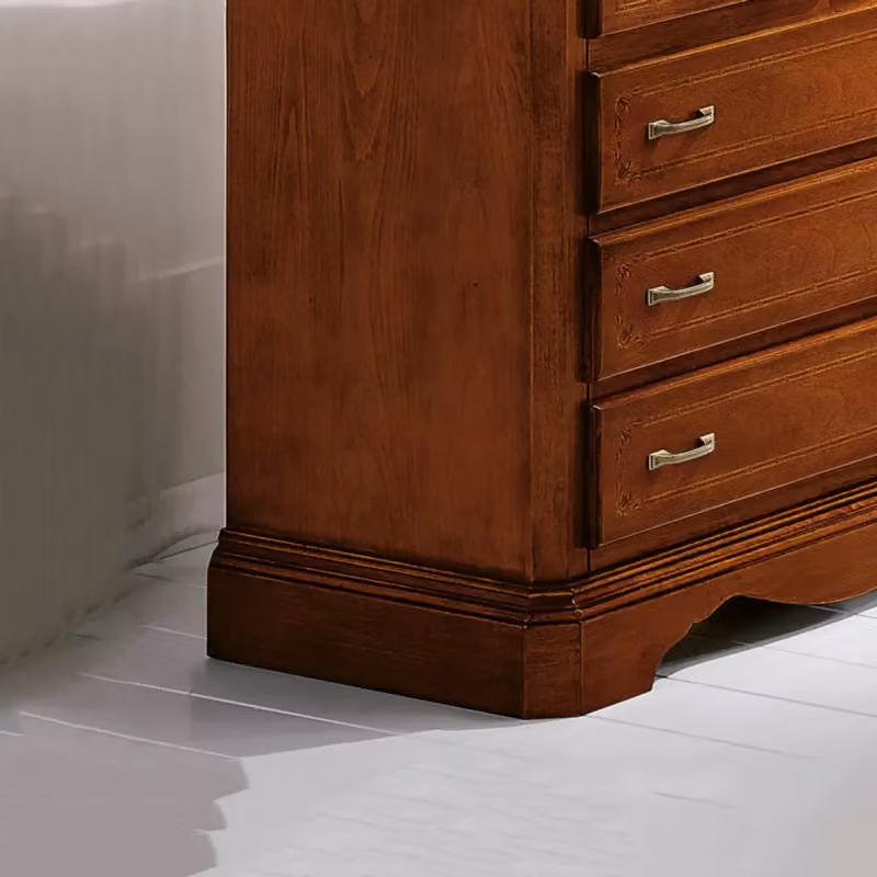 Comò Arte Povera Mobili 2G in legno intarsiato con 5 cassetti tinta noce L: 90 cm, P: 45 cm, H: 84 cm – 2
