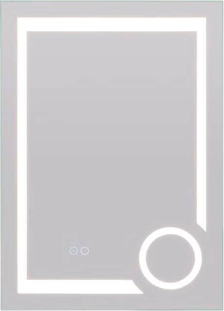 Specchio da bagno moderno DESIGN IN con luci LED regolabili e funzione antiappannamento, rettangolare, bianco e argento – 1