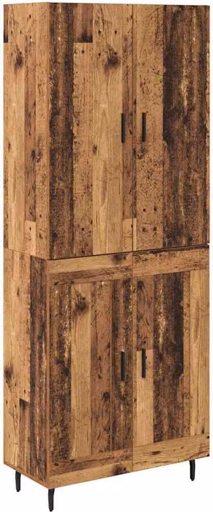 Credenza 2 pcs Legno vecchio Legno Stratificato e Vetro