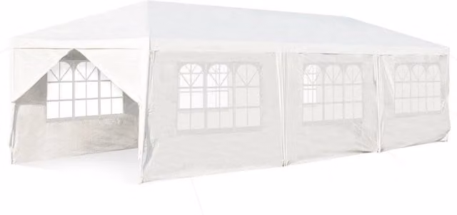 Gazebo impermeabile 3 x 9 m con pali resistenti, Pergola per matrimonio eventi in spiaggia barbecue, Bianco