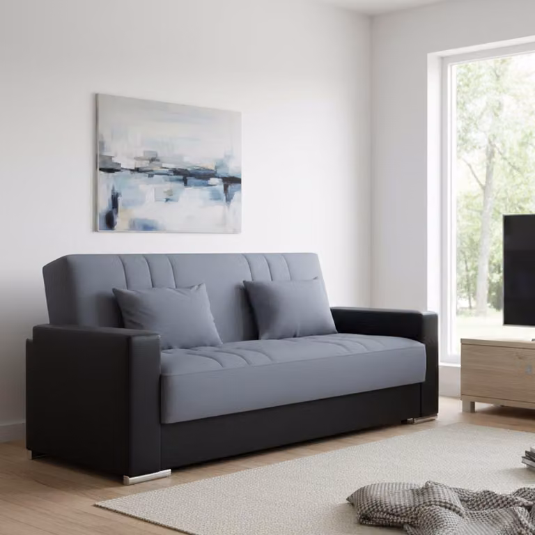 Dmora Divano Letto 3 Posti Arix 96x230 cm Nero, Contenitore Reclinabile