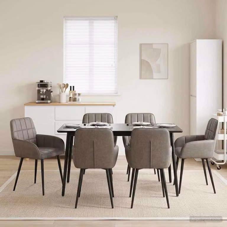 Set di 6 sedie da pranzo vidaXL in similpelle grigia, design moderno per cucina e sala da pranzo, L: 56.5 cm, P: 50 cm, H: 85 cm