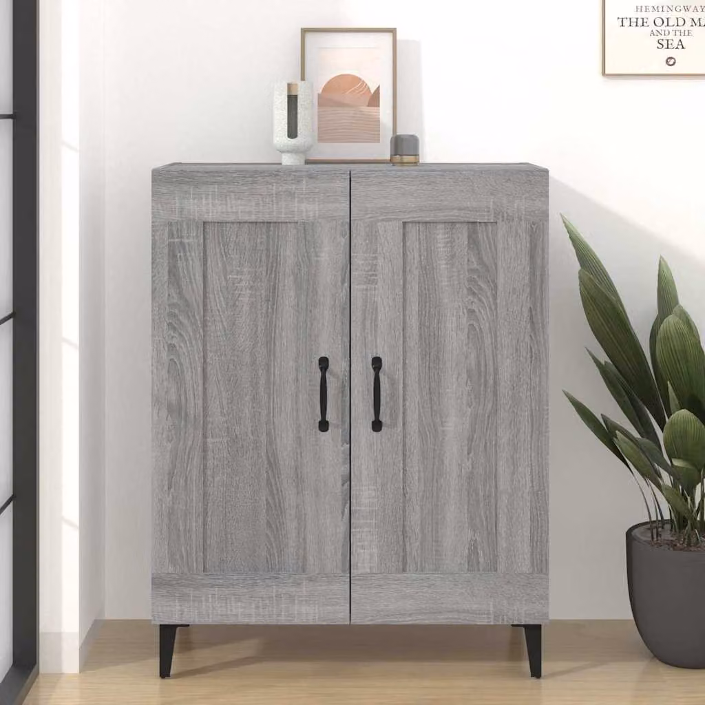 Credenza vidaXL in legno multistrato Grigio Sonoma, sospesa, L: 69,5 cm, P: 34 cm, H: 90 cm