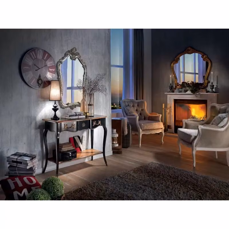 Consolle classica 700 in legno stile shabby nero e oro Mobili 2G L/P/H: 100 x 36 x 78 cm – 3