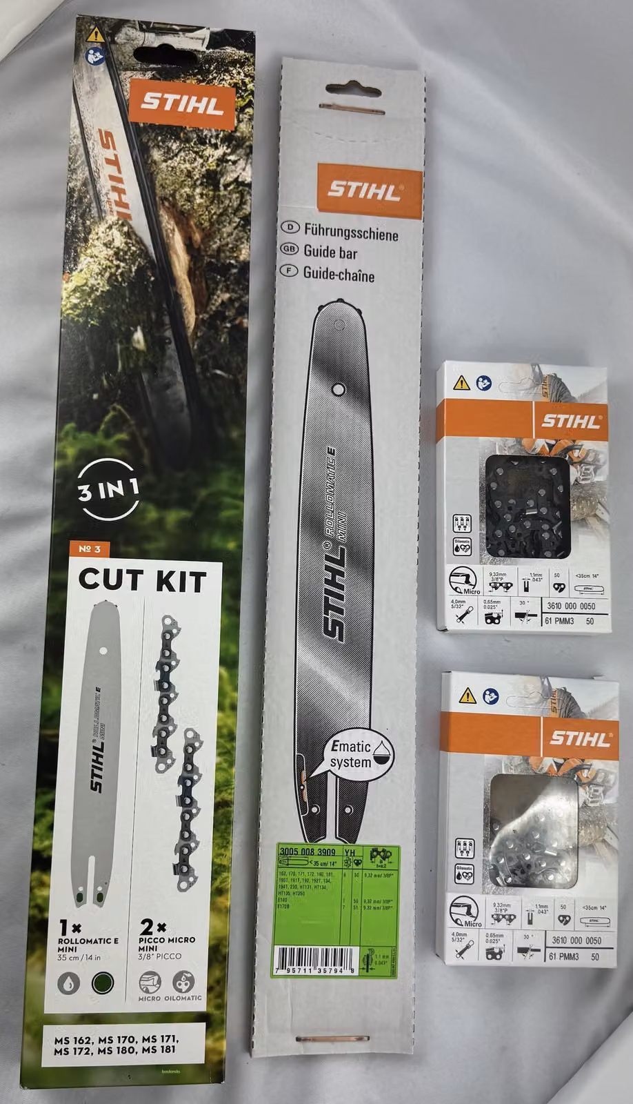 Kit Di Taglio Stihl 3 Ms162,Ms170,Ms171,Ms172,Ms180,Ms181, 30050083909 + 36100000050