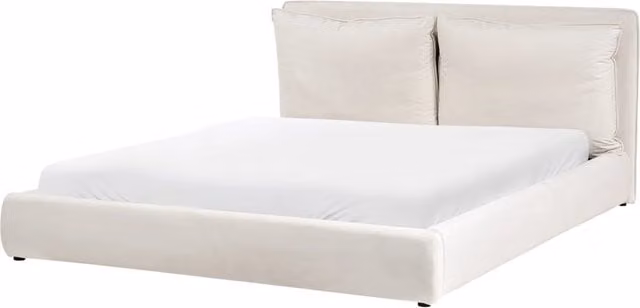 Letto matrimoniale ad acqua tessuto beige chiaro 180 x 200 cm camera da letto moderna