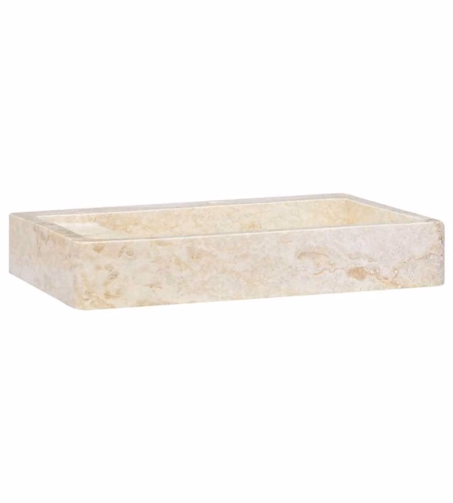 Lavandino rettangolare in pietra naturale beige vidaXL L/P/H: 58 x 39 x 10 cm
