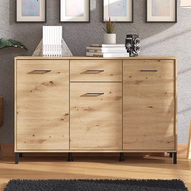 Madia Laerru, Credenza un Cassetto, 138x40x90h cm Marrone Rovere Nodi