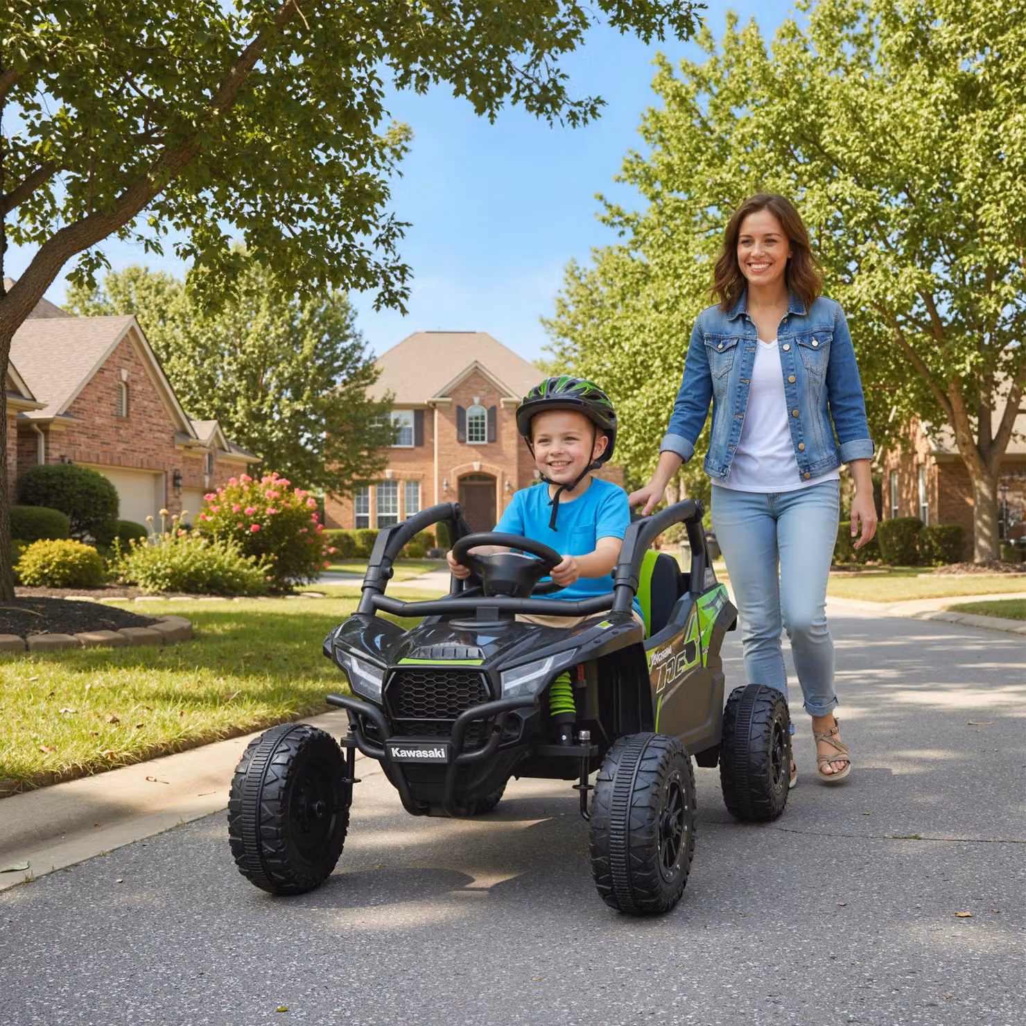 AIYAPLAY Macchina Elettrica per Bambini Kawasaki 12V con Telecomando e Musica, Nero – 2
