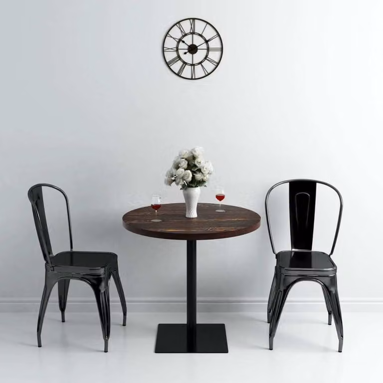 The Living Store Tavolo Bistro in MDF e acciaio rotondo 80×75 cm Frassino scuro