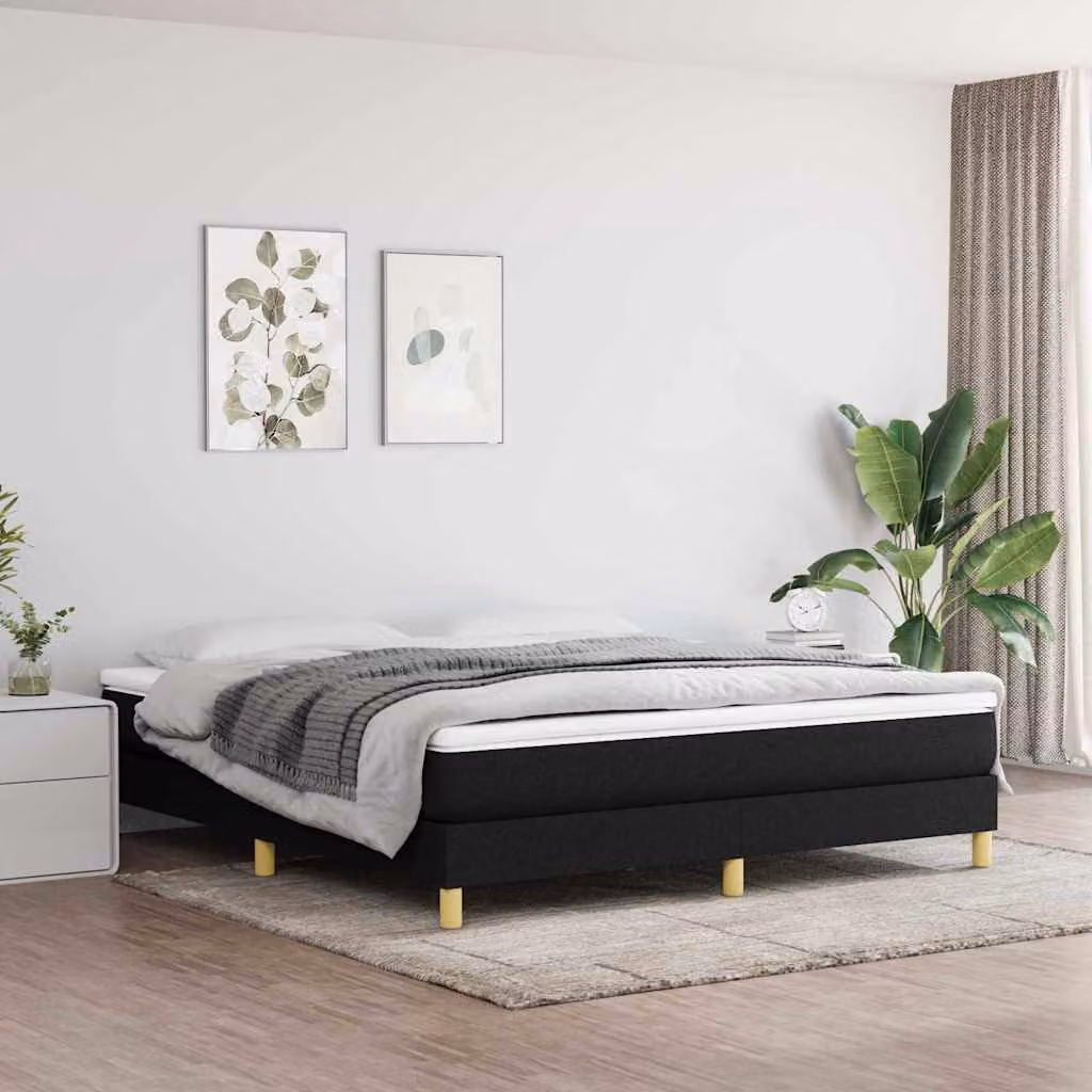 vidaXL Struttura Letto a Rete a Molle in Tessuto Nero L: 160 cm, P: 200 cm