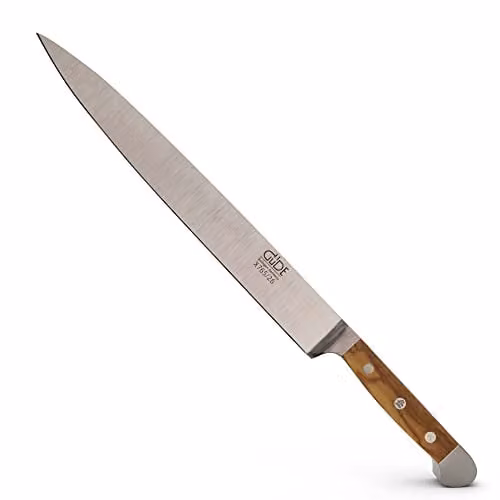 Güde Solingen - Coltello da prosciutto forgiato, 26 cm, legno d'ulivo, ALPHA-OLIVE - Coltello per triniciare, doppio collarino, fatto a mano in Germania