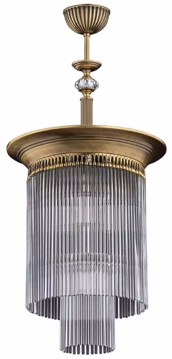 Casa Padrino plafoniera in cristallo barocco ottone con patina Ø 34 x H. 65 cm