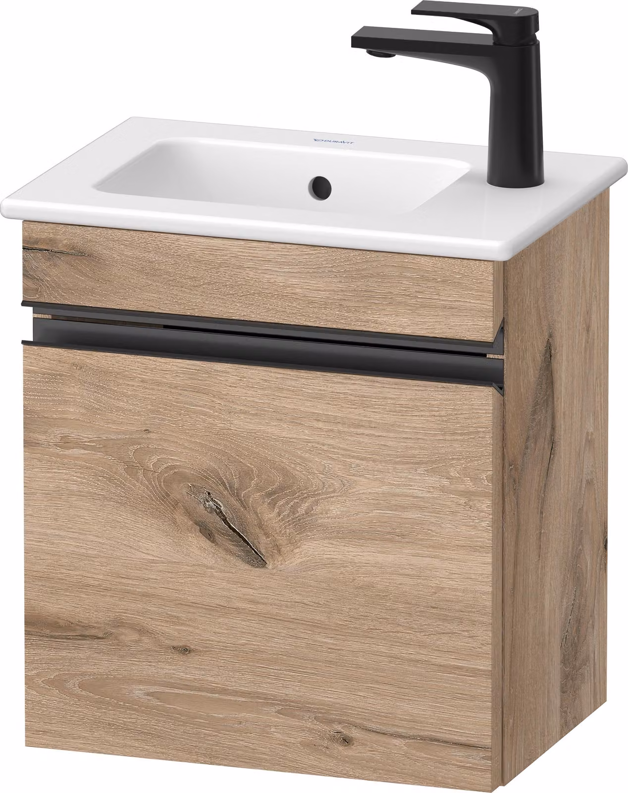 Duravit Sivida bâti-support pour lavabo, charnières à gauche, poignée encastrée noir diamant mat, 400x287x443mm, pour ME by Starck, SV4642LBD550000, SV4642LBD550000