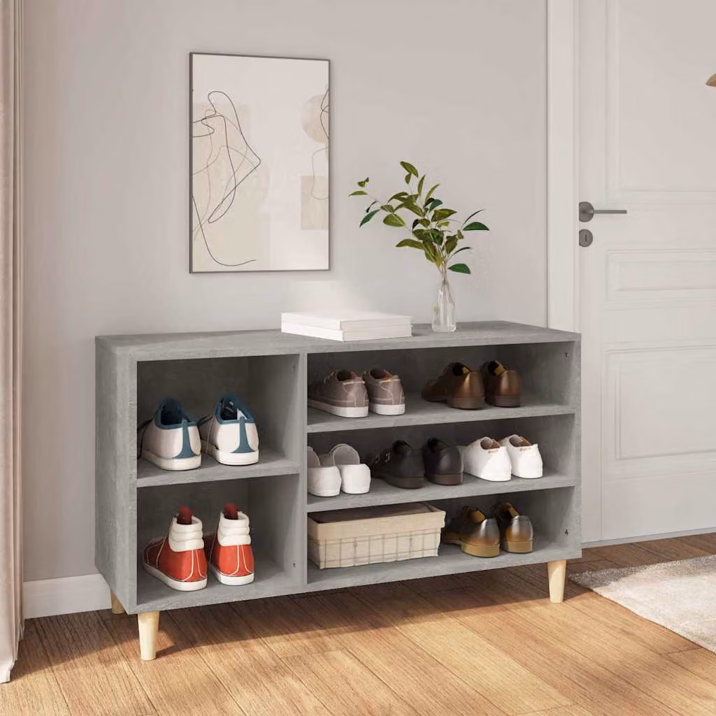 Scarpiera moderna vidaXL in legno multistrato, colore grigio, L 102 cm x P 36 cm x H 60 cm