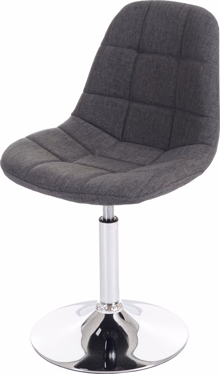 Sedia da pranzo HWC-A60, sedia girevole, design retrò anni '50 ~ tessuto/tessuto grigio chiaro, base cromata