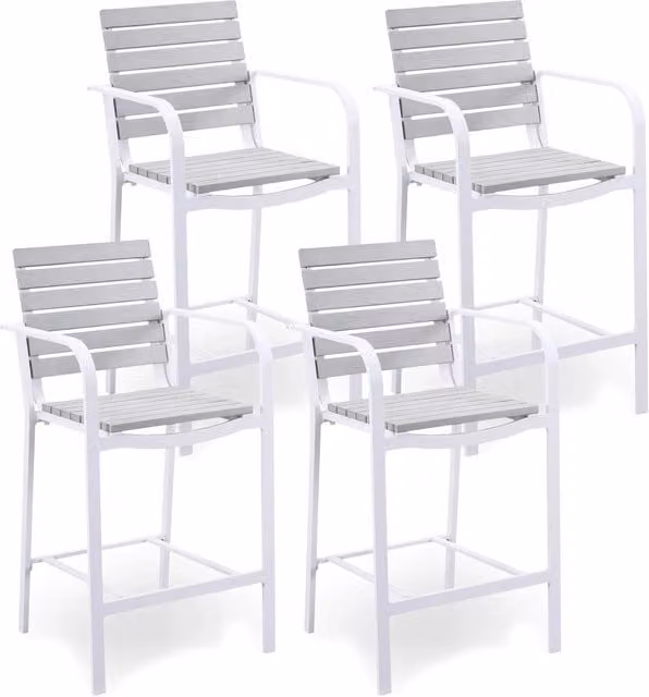 Set 4 Sgabelli da Bar 55,5x54,5x107 cm in Alluminio Kraus Modigliani Bianchi e Grigi