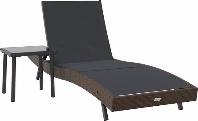 2 pz Lettino Prendisole | Sdraio da giardino | Lettino da sole Nero e Marrone polyrattan