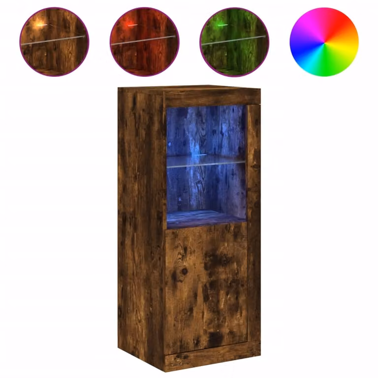 Credenza con Luci LED Rovere Fumo 41x37x100 cm