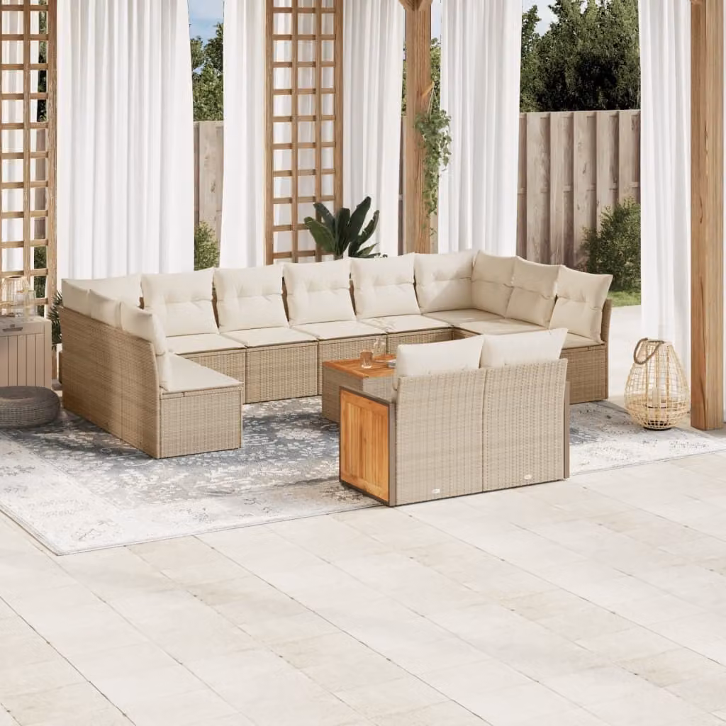 Maison Exclusive - Set Divano da Giardino 13 pz con Cuscini Beige in Polyrattan