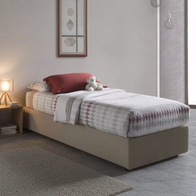 Letto Singolo Ermanna Talamo Italia con Materasso Incluso, Grigio, L/P: 80 x 190 cm