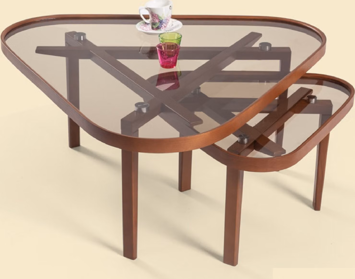 Robuster Couchtisch Set Designer Dreieckige Sofatische Luxus Holz Möbel