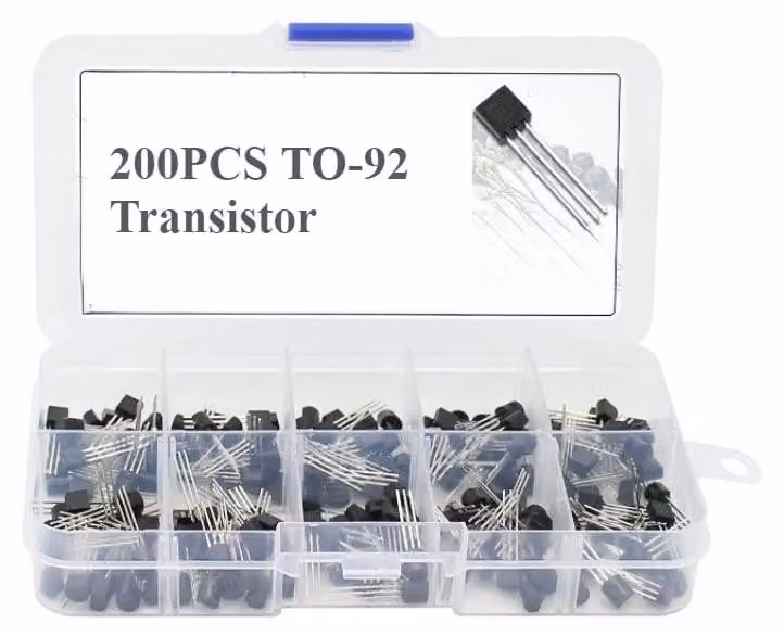 Assortimento di transistor: 200 pezzi, 10 valori, tipo NPN/PNP, involucro TO-92
