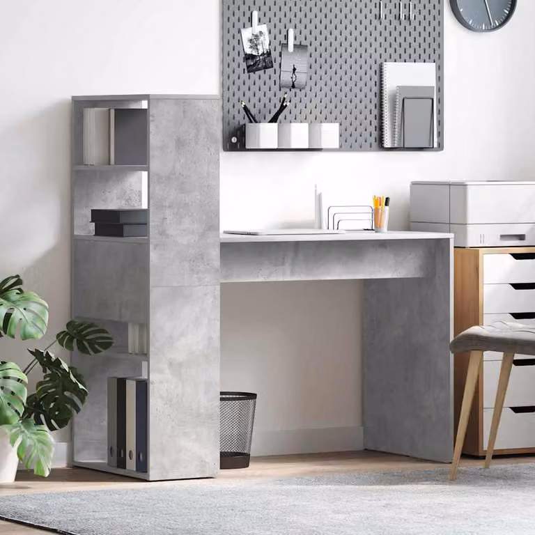 Maison Exclusive - Scrivania in cemento grigio, realizzata in materiale composito, dimensioni 113 x 54 x 120 cm
