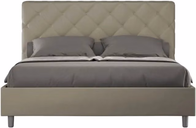 Letto matrimoniale senza rete imbottito 160x210 similpelle cappuccino Priya
