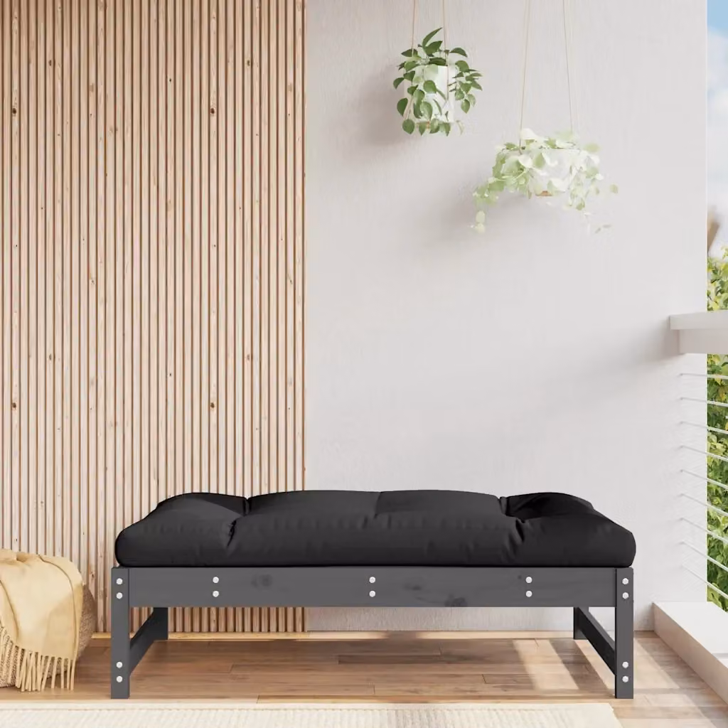 Poggiapiedi da Giardino in Legno di Pino Grigio con Cuscini Design In L/P: 120 x 80 cm – 2