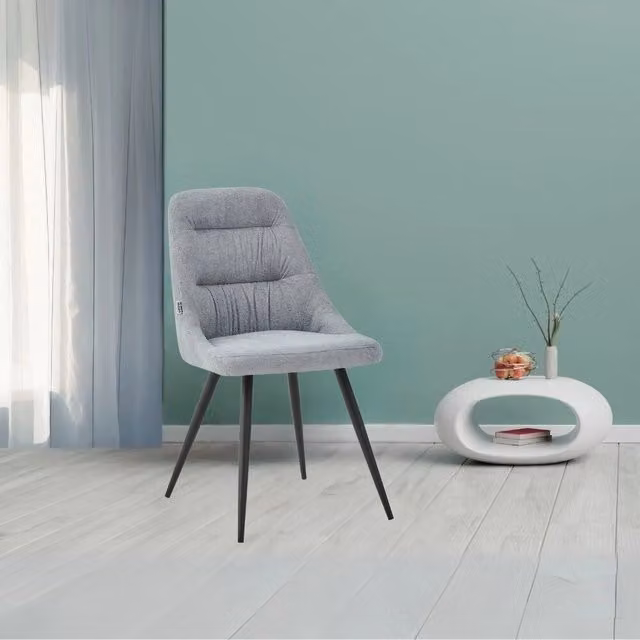 Set di 2 sedie imbottite Cascade in tessuto grigio chiaro con gambe in metallo nero