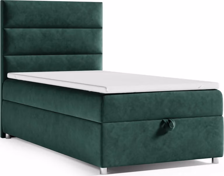 Best for Home Letto boxspring con contenitore Trinity K4-SINGLE 100x200 Materasso a molle Bonell incl. topper - Grun